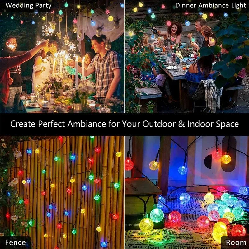 1pc Solar Crystal Ball Fairy String Lights 5M20L Outdoor Waterproof Christmas Decoration Camping Fairy Garland Garden Party