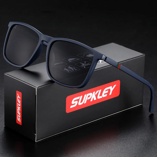 SUPKLEY Square Sunglasses for Men Polarized Light Weight Business Sun Glasses Women Driving Hiking Comfortable Eyewear Accessory