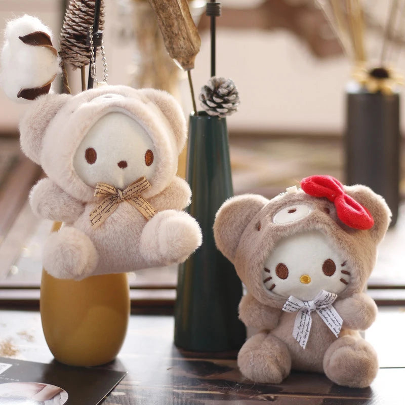 1PCS Kawaii Anime Sanrios Mocha Series Cinnamoroll Plush Toy 12CM Pendant Keychains Gift Cartoon Creative Mocca Dog Plush Doll