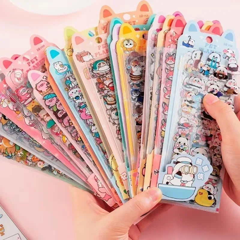 Kawaii Scrapbooking Stickers Bicycle Decals Gift Frog Students Cartoon Stationery PET Diary Stickers Notebook Cute Girls