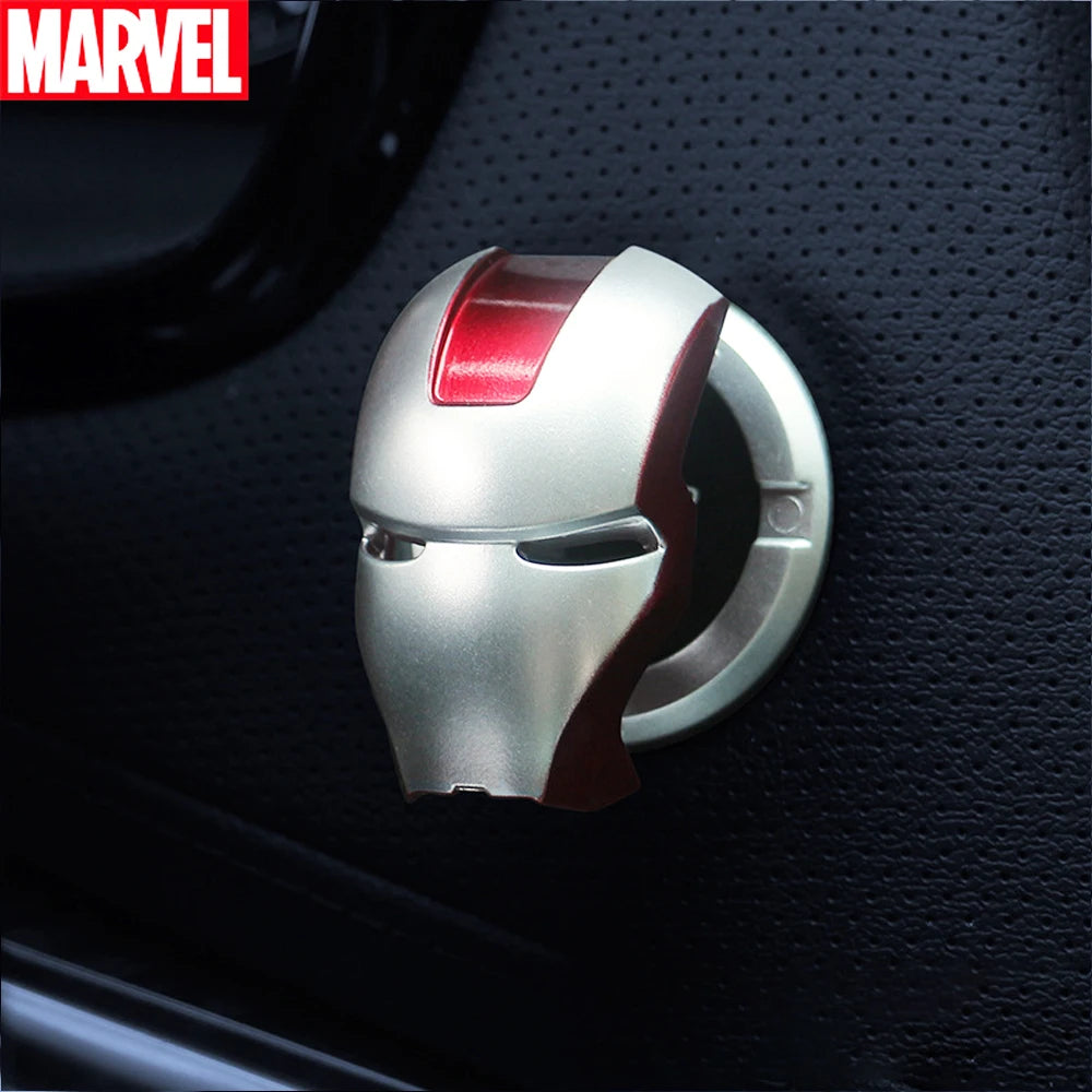 Anime Captain America Iron Man Car Engine Ignition Start Switch Button Protective Cover Sticker Marvel Car Trim Accessories Toy