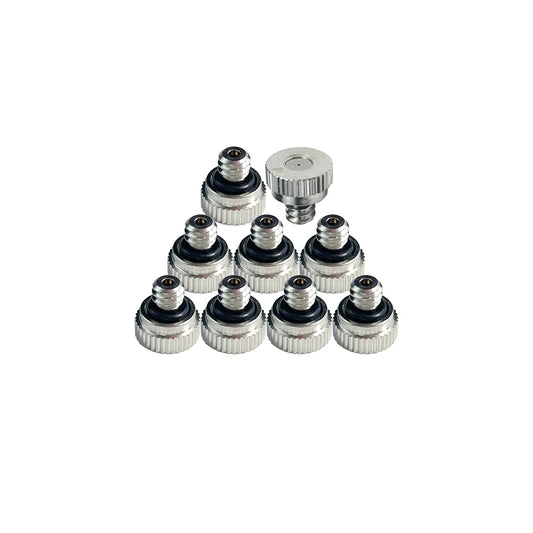 10 Pcs Mist Nozzle Stainless Steel Fog Head Spray 0.1-0.8 MM Orifice 10/24 UNC Thread For Garden Humidification Outdoor Cooling