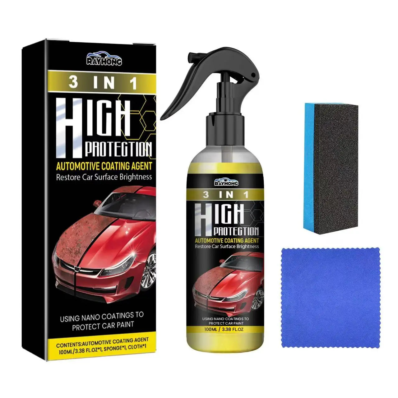 Rayhong 3 in 1 High Protection Fast Automotive Paint Spray Automatic Hand Paint Color Change Cleaning Coating Spray