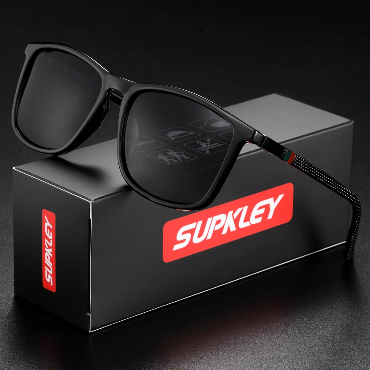 SUPKLEY Square Sunglasses for Men Polarized Light Weight Business Sun Glasses Women Driving Hiking Comfortable Eyewear Accessory