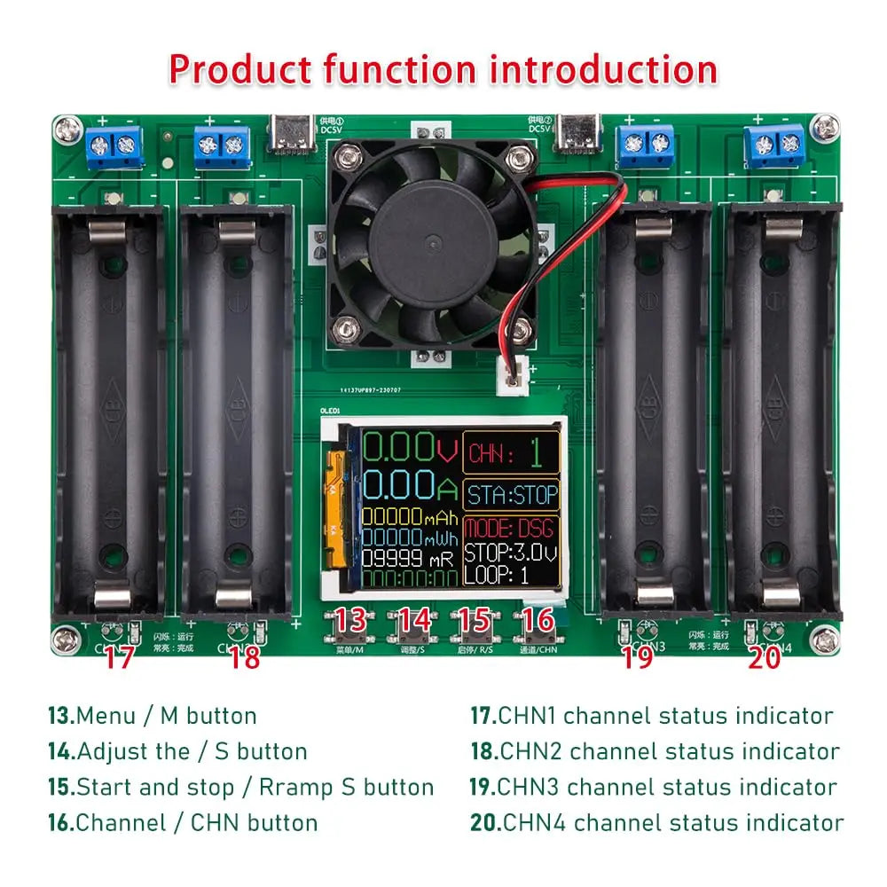 Type-C LCD 4/1 Channel Display Battery Capacity Tester MAh Lithium Digital Battery Detector Module For 18650 Battery Tester