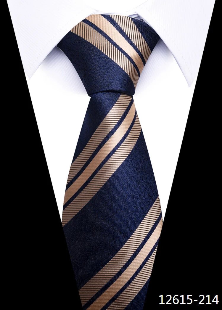 Hot Sale Brand New Style Tie Blue Golden Stripe Suit Accessories Necktie Men Gravata Fit Wedding Holiday Present